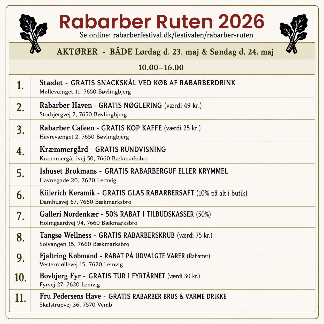 PROGRAM Rabarber Ruten 2026